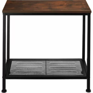 TECTAKE Beistelltisch Filton 60×30,5×60,5cm – Konsole, Flurtisch, Sideboard – Industrial Dunkelbraun 11