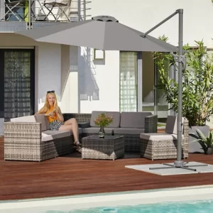 TECTAKE Rattan Lounge Verona – Rattan-Lounge, Rattan-Gartenmöbel, Balkonmöbel – Schwarz 9