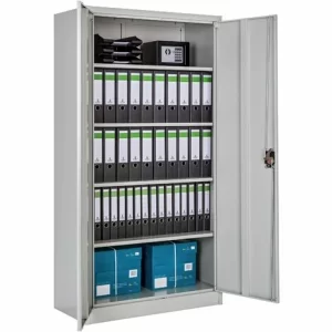 TECTAKE 2er Set Aktenschrank Mit 5 Böden 180x90x40cm – Büroschrank, Rolladenschrank, Hängeregisterschrank – Grau 11