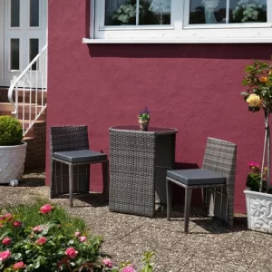 TECTAKE Aluminium Rattanset Bistro Hamburg – Gartenlounge, Terrassenmöbel, Rattan Lounge – Schwarz/braun 11
