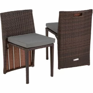 TECTAKE Aluminium Rattanset Bistro Hamburg – Gartenlounge, Terrassenmöbel, Rattan Lounge – Schwarz/braun 15