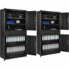 TECTAKE 2er Set Aktenschrank Mit 2 Schubfächern 180x90x40cm – Büroschrank, Rolladenschrank, Hängeregisterschrank – Schwarz 19