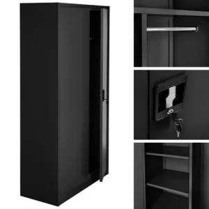 TECTAKE 10er Set Spind Mit 6 Fächern Und Kleiderstange 180x90x40cm – Stahlschrank, Schließfach, Kleiderspind – Schwarz 15