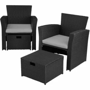 TECTAKE Rattan Sitzgruppe Modena 3+2+1 Inkl. Schutzhülle – Gartenlounge, Terrassenmöbel, Rattan Lounge – Schwarz/grau 11