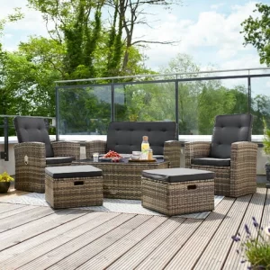 TECTAKE Rattan Lounge Bari – Rattan-Lounge, Lounge-Set, Lounge-Gruppe – Schwarz 9