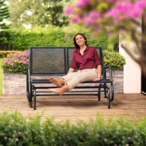 TECTAKE Schaukelbank Greta 2-Sitzer 121x72x86,5cm – 2-Sitzer Gartenbank, Gartenschaukel, Sitzbank 9