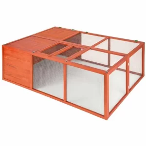 TECTAKE Hasenstall Faltbar 159x109x55cm – Freilaufgehege, Kleintierstall, Kleintierkäfig – Braun 9