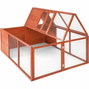 TECTAKE Hasenstall Faltbar 159x109x55cm – Freilaufgehege, Kleintierstall, Kleintierkäfig – Braun 11