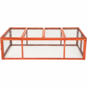 TECTAKE Kaninchenstall Mit 4 Türen 181x90x48cm – Freilaufgehege, Kleintierstall, Kleintierkäfig – Braun 9