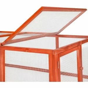 TECTAKE Kaninchenstall Mit 4 Türen 181x90x48cm – Freilaufgehege, Kleintierstall, Kleintierkäfig – Braun 15
