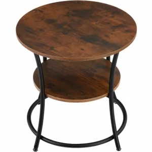 TECTAKE Beistelltisch Saint Louis 55x56cm – Beistelltisch Industrial Style, Couchtisch Sofatisch, Wohnzimmertisch – Industrial Dunkelbraun 9