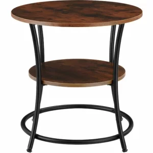TECTAKE Beistelltisch Saint Louis 55x56cm – Beistelltisch Industrial Style, Couchtisch Sofatisch, Wohnzimmertisch – Industrial Dunkelbraun 11