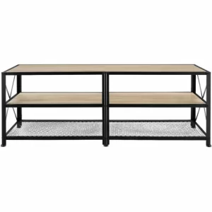 TECTAKE Lowboard Chicago 141×41,5×50,5cm – TV-Schrank Industrial Style, TV-Board, TV-Bank – Industrial Holz Hell, Eiche Sonoma 9