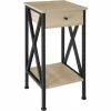 TECTAKE Beistelltisch Dayton 35x35x70,5cm – Beistelltisch Industrial Style, Nachttisch, Schlafzimmertisch – Industrial Holz Hell, Eiche Sonoma 17
