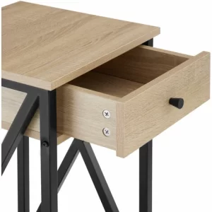 TECTAKE Beistelltisch Dayton 35x35x70,5cm – Beistelltisch Industrial Style, Nachttisch, Schlafzimmertisch – Industrial Holz Hell, Eiche Sonoma 15