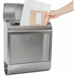 TECTAKE Edelstahl Briefkasten Mit Zeitungsröhre XXL – Postkasten, Briefkastenanlage, Briefkasten Mit Zeitungsbox 13