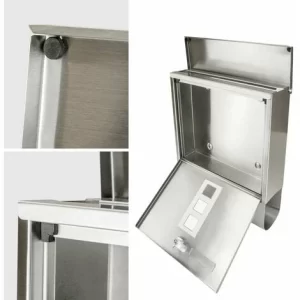 TECTAKE Edelstahl Briefkasten Mit Großem Einwurf Und Zeitungsröhre – Postkasten, Briefkastenanlage, Briefkasten Mit Zeitungsbox 11