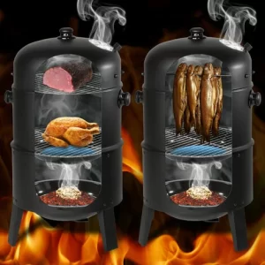 TECTAKE Holzkohlegrill Räuchertonne 3 In 1 – Standgrill, Kohlegrill, Grillwagen 9