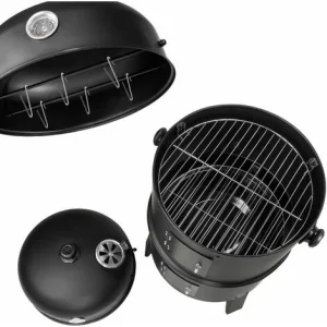 TECTAKE Holzkohlegrill Räuchertonne 3 In 1 – Standgrill, Kohlegrill, Grillwagen 15