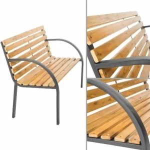 TECTAKE Gartenbank Micha 2-Sitzer Aus Holz 119,5x 62x83cm – Gartenmöbel, Balkonmöbel, Bank 15