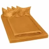 TECTAKE Bettwäsche-Set Satin 200x150cm 6-tlg. – Spannbettlaken, Bettlaken, Bettbezug – Braun 11