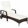 TECTAKE Sonnenliege Rattan Mit Rollen – Gartenliege, Liegestuhl, Relaxliege – Schwarz/braun 14
