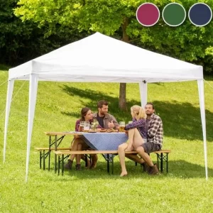 TECTAKE Faltbarer Garten Pavillon 3x3m – Partyzelt, Anbaupavillon, Festzelt – Blau 9