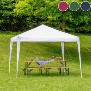 TECTAKE Faltbarer Garten Pavillon 3x3m – Partyzelt, Anbaupavillon, Festzelt – Blau 11