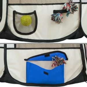 TECTAKE Tierlaufstall Aus Polyester Inkl. Tragetasche – Welpenauslauf, Gehege, Welpenlaufstall – Blau 11