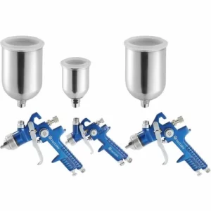 TECTAKE 3 HVLP Lackierpistolen (0,8/1,3/1,7mm Düse) Inkl. Microfasertücher – Lackierpistole, Spritzpistole, Farbspritzpistole 9