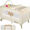 TECTAKE Kinderreisebett Hund 132x75x104cm Mit Wickelauflage Und Transporttasche – Babyreisebett, Reisegitterbett, Reisebettchen – Beige 17