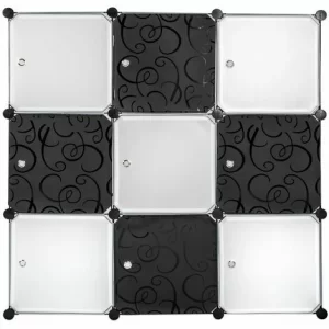 TECTAKE Steckregal 9 Boxen Mit Türen 112x37x112cm – Regal, Raumteiler Regal, Lagerregal 13