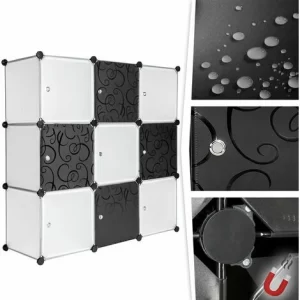 TECTAKE Steckregal 9 Boxen Mit Türen 112x37x112cm – Regal, Raumteiler Regal, Lagerregal 15