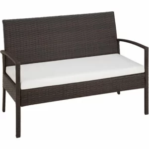 TECTAKE Rattan Sitzgruppe Sparta 3+1 – Gartenlounge, Terrassenmöbel, Rattan Lounge – Schwarz/braun 15