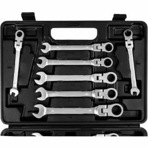 TECTAKE Ratschenschlüssel Set Mit Flexiblen Gelenkköpfen 12-tlg. – Schraubenschlüssel, Ratschenschlüssel 11