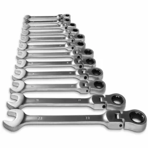 TECTAKE Ratschenschlüssel Set Mit Flexiblen Gelenkköpfen 12-tlg. – Schraubenschlüssel, Ratschenschlüssel 15