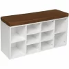 TECTAKE Schuhschrank Mit Sitzpolster 103,5x48x30cm – Sideboard, Kommode, Lowboard – Braun/weiß 17