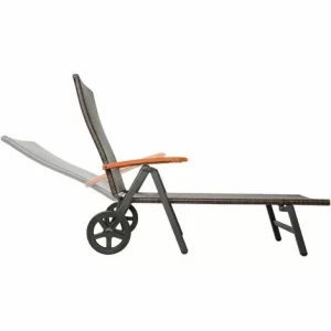 TECTAKE Rollliege Rattan Auckland Klappbar Mit Aluminiumgestell – Gartenliege, Liegestuhl, Relaxliege – Braun 11