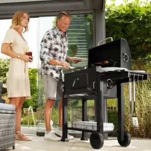 TECTAKE Holzkohlegrill Höhenverstellbar – Standgrill, Kohlegrill, Grillwagen 9