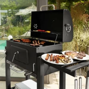 TECTAKE Holzkohlegrill Höhenverstellbar – Standgrill, Kohlegrill, Grillwagen 11