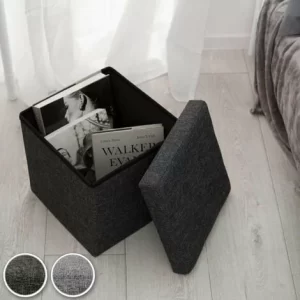 TECTAKE Faltbarer Sitzwürfel Aus Polyester Mit Stauraum 38x38x38cm – Sitzhocker, Sitztruhe, Hocker Mit Stauraum – Hellgrau 9