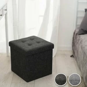 TECTAKE Faltbarer Sitzwürfel Aus Polyester Mit Stauraum 38x38x38cm – Sitzhocker, Sitztruhe, Hocker Mit Stauraum – Hellgrau 11