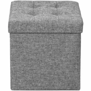 TECTAKE Faltbarer Sitzwürfel Aus Polyester Mit Stauraum 38x38x38cm – Sitzhocker, Sitztruhe, Hocker Mit Stauraum – Hellgrau 13