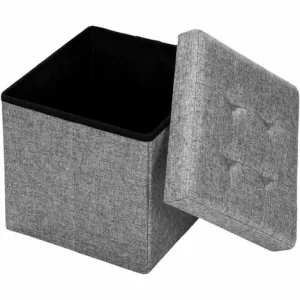 TECTAKE Faltbarer Sitzwürfel Aus Polyester Mit Stauraum 38x38x38cm – Sitzhocker, Sitztruhe, Hocker Mit Stauraum – Hellgrau 15