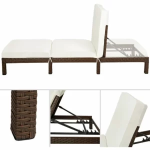 TECTAKE Sonnenliege Rattan Sofia – Gartenliege, Liegestuhl, Relaxliege – Braun 15