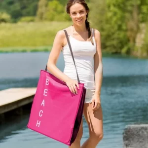 TECTAKE Strandmatte Mit Verstellbarer Lehne – Strandmatte Mit Lehne, Campingmatte Mit Rückenlehne, Strandmatratze – Pink 13