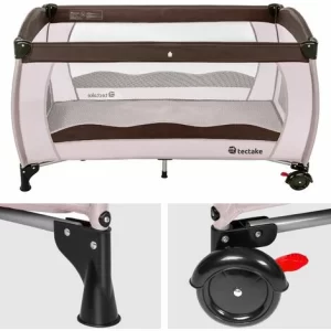 TECTAKE Kinderreisebett 126x65x80cm Mit Transporttasche – Babyreisebett, Reisegitterbett, Reisebettchen – Coffee 9