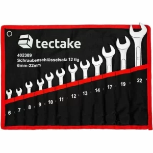 TECTAKE Schraubenschlüssel Set 12-tlg. – Schraubenschlüssel, Ratschenschlüssel – Schwarz/rot 8
