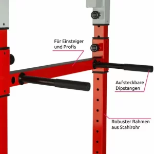 TECTAKE Kraftstation – Fitnesstation, Trainingsstation, Kraftturm – Schwarz/rot 15