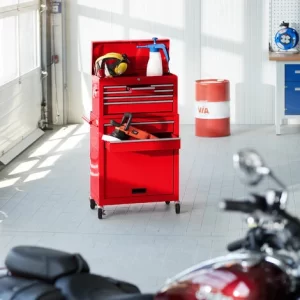 TECTAKE Werkzeugwagen Mit 8 Schubladen – Werkstattwagen, Werkzeugwagen, Rollwagen – Rot 9